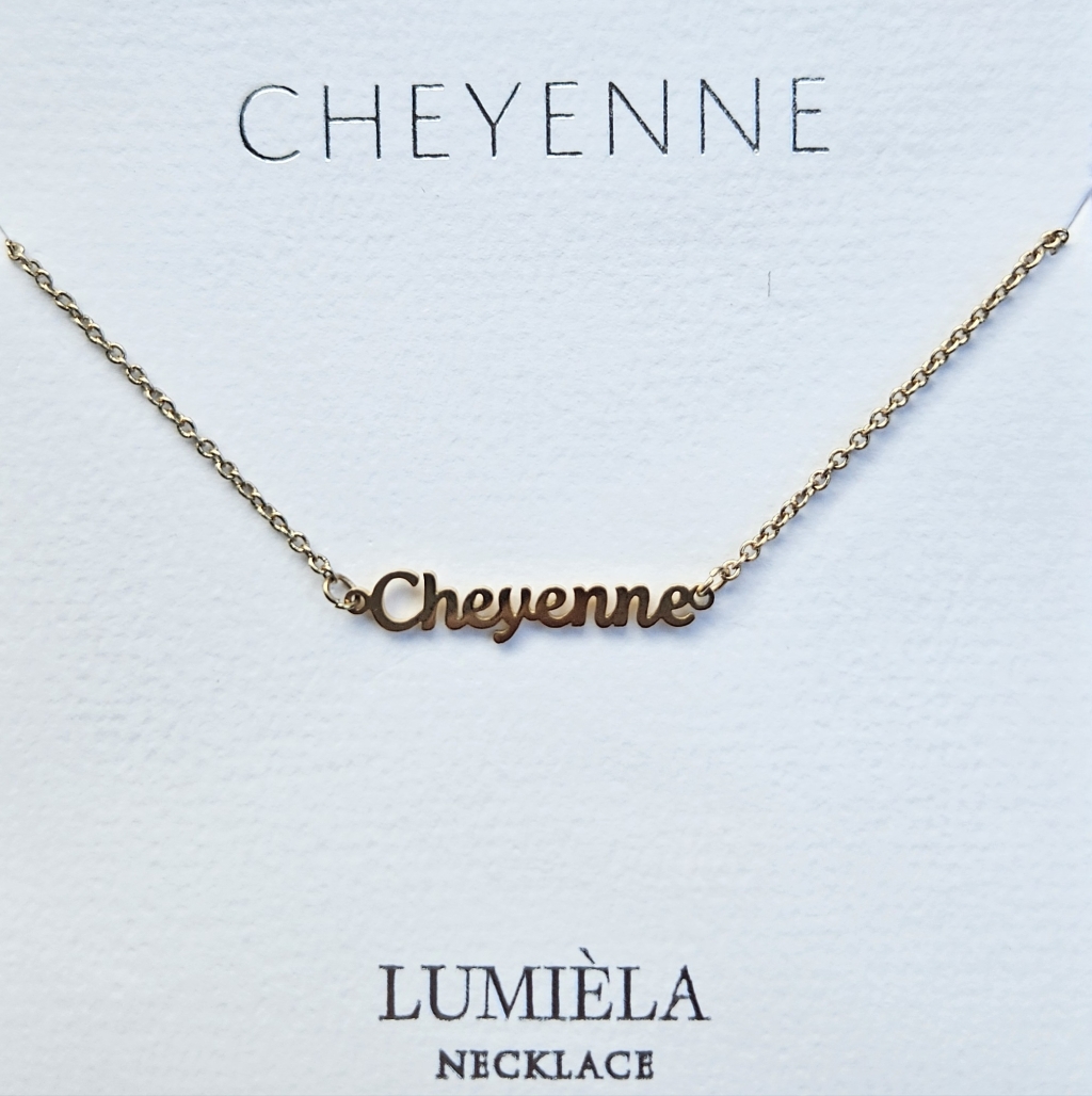 Cheyenne Script Name Chain Goldtone Necklace